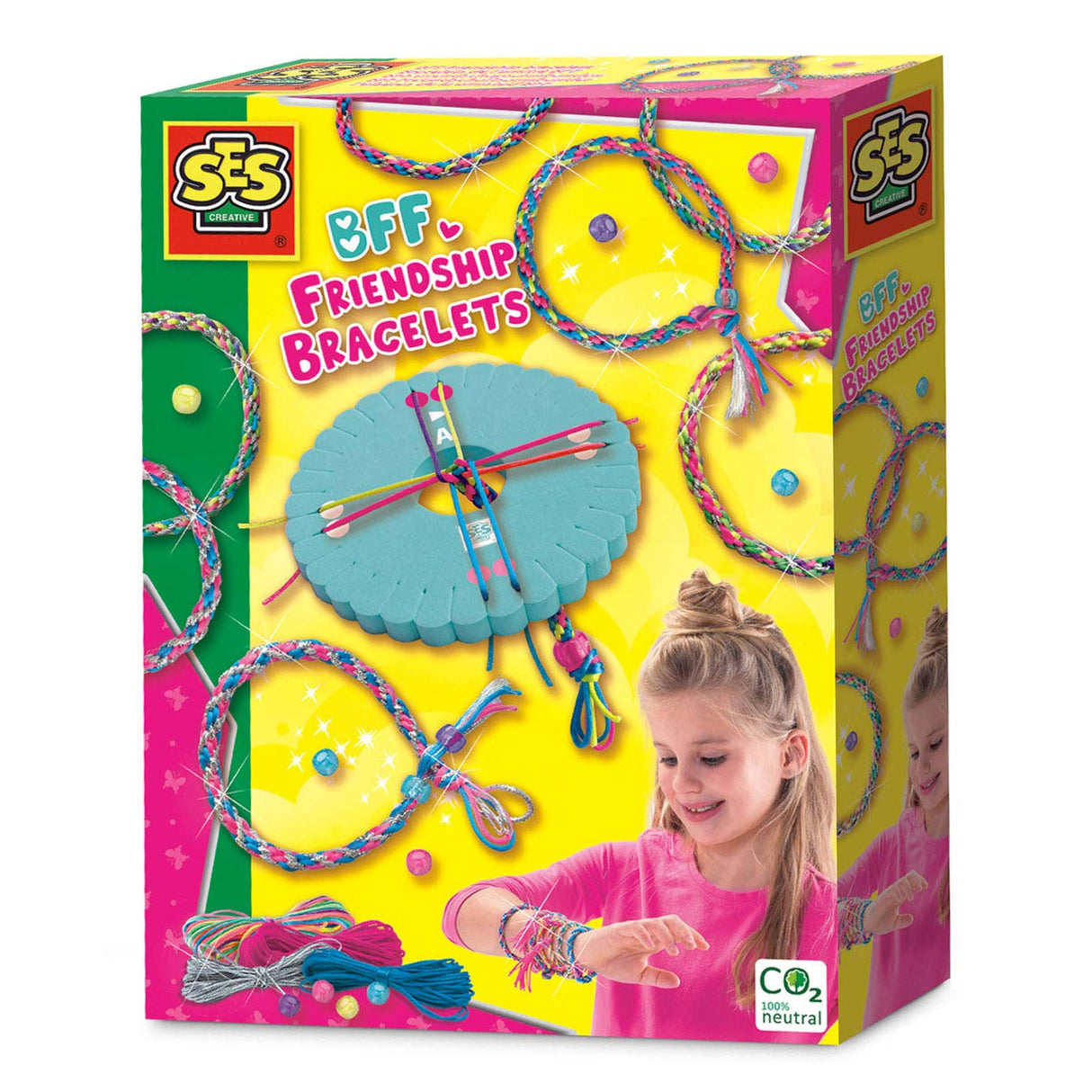 Ses creative - hobby rose - bracelets d'amitié bff - crafting girls - confection de bracelets - 4 couleurs - à partir de 5 ans