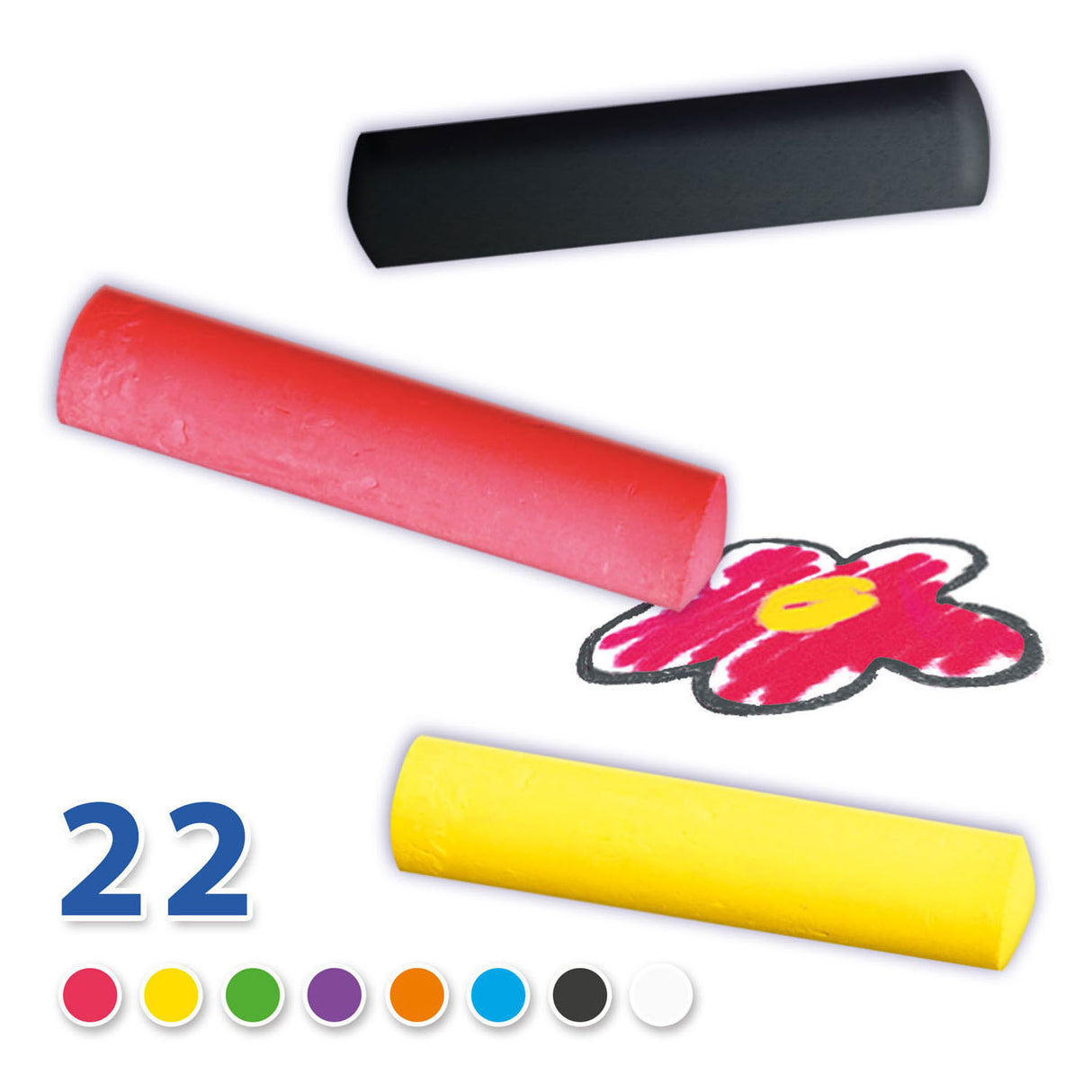Ses creative ses - seau à craie de trottoir - 22 pièces - 8 couleurs dont noir - stimule la créativité