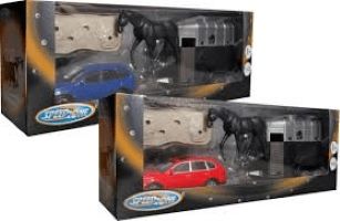Voiture jouet Bongers avec remorque à chevaux et cheval