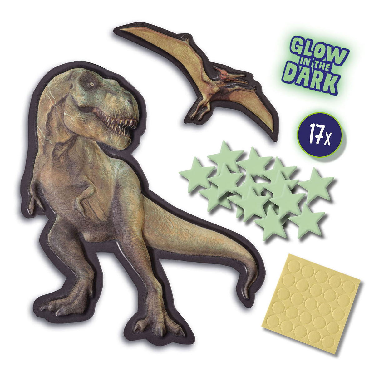 Ses méga stickers muraux lumineux du monde des T-Rex