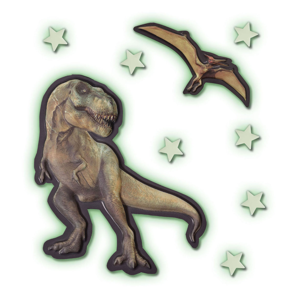 Ses méga stickers muraux lumineux du monde des T-Rex