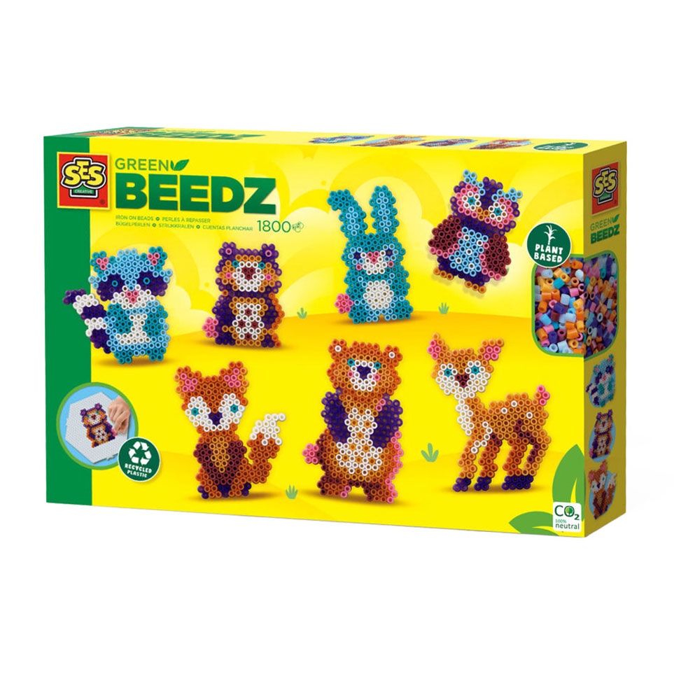 Ses creative ses green beedz - set de perles thermocollantes animaux de la forêt