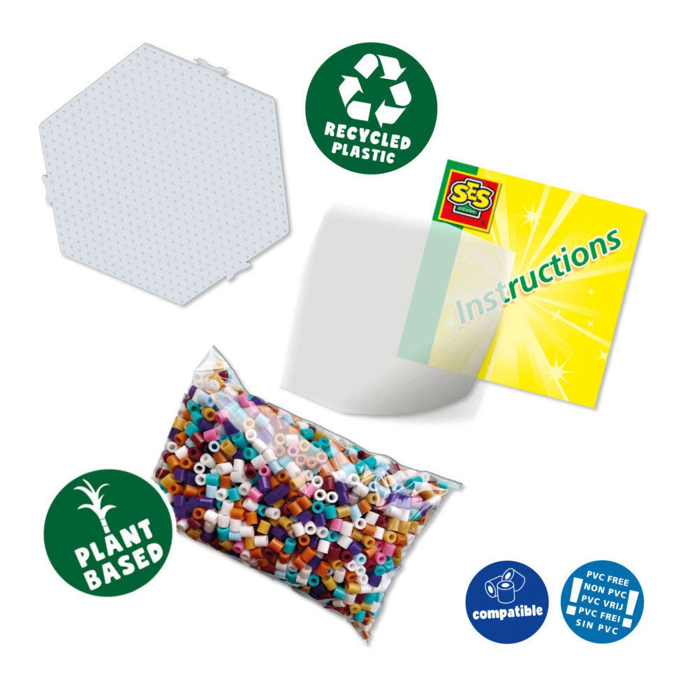 Ses creative ses green beedz - set de perles thermocollantes animaux de la forêt