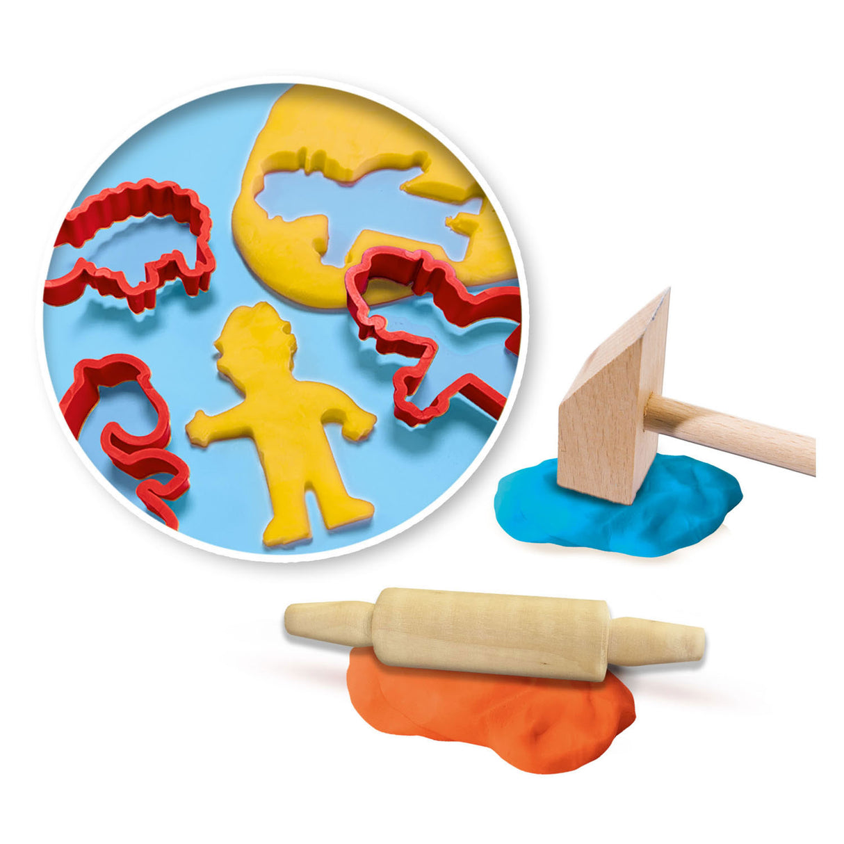 Ses creative - mon premier - méga set d'argile - outils et formes d'argile - argile sans gluten aux couleurs vives - ne sèche pas - thème ferme - avec rouleau à pâtisserie et marteau en bois