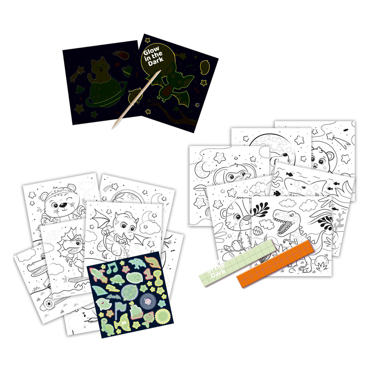 Livre de coloriage Ses biche qui brille dans le noir 3en1
