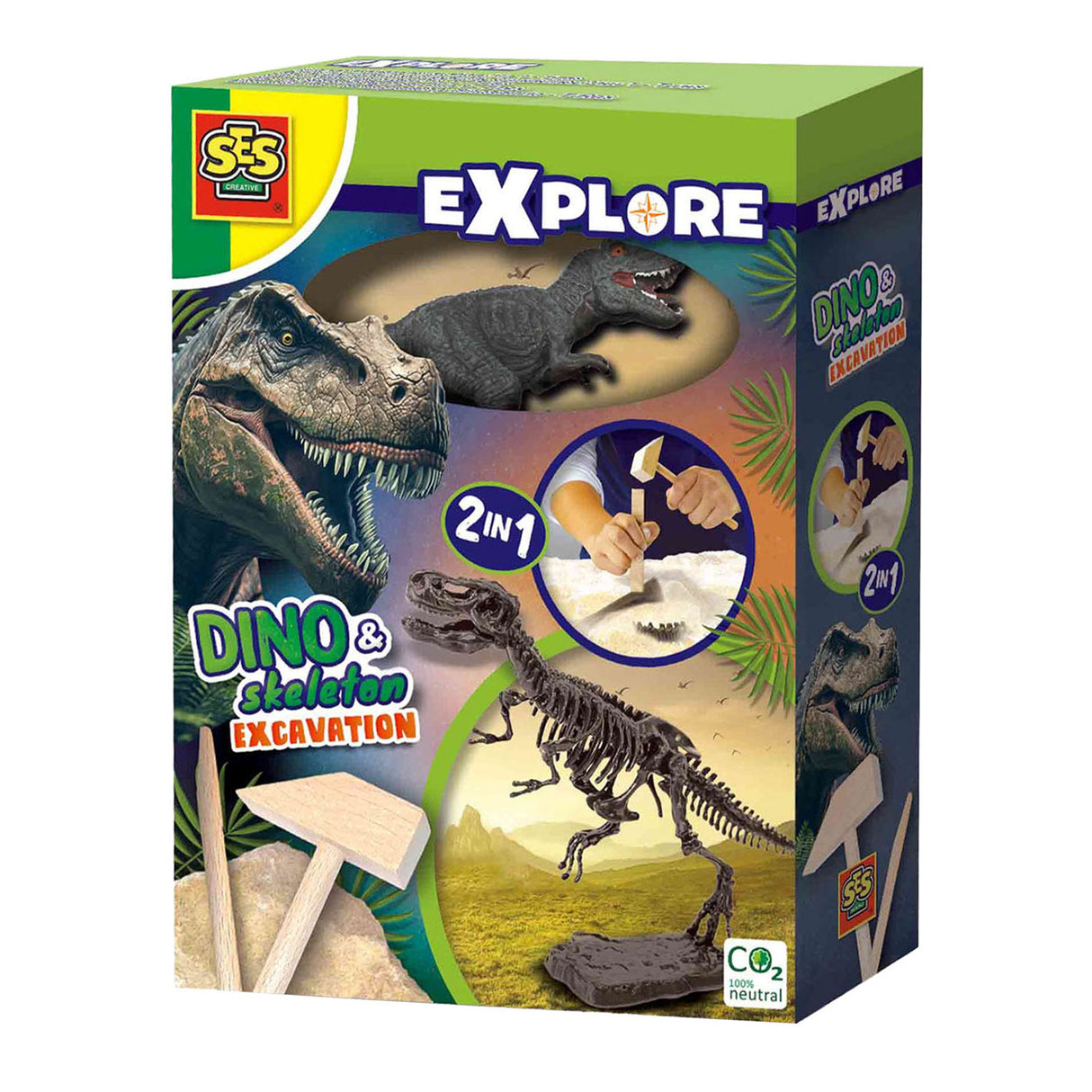 SES Explorez Dino et Squelette excavé 2in1 - T -rex
