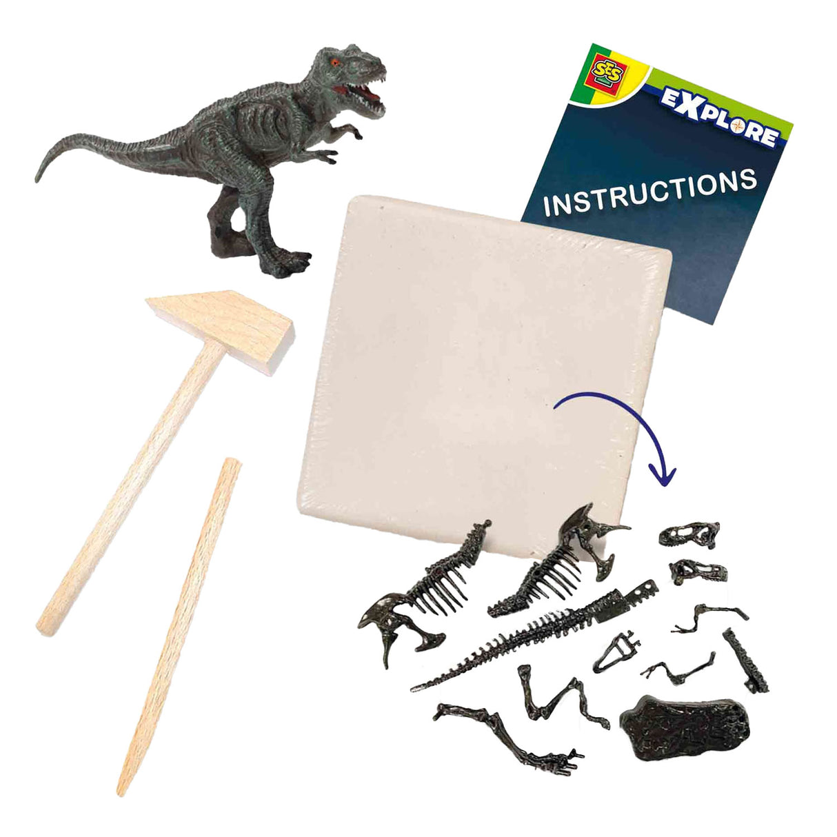 SES Explorez Dino et Squelette excavé 2in1 - T -rex
