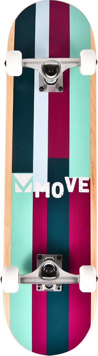 Skateboard à rayures 79 x 19,7 cm violet gris vert