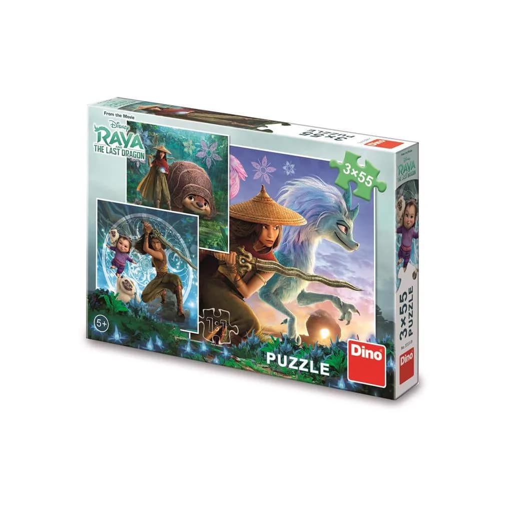 Puzzle dinosaure Dinotoys - Disney Raya et ses amis - 3 x 55 pièces