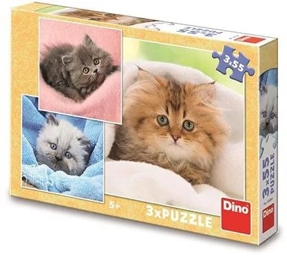 Puzzle Dinotoys - chatons mignons - 3 x 55 pièces
