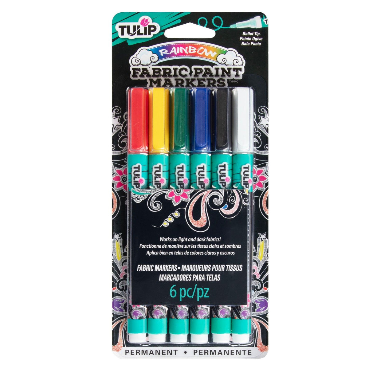 Tulipe • marqueurs textiles opaques primaires 6pcs.