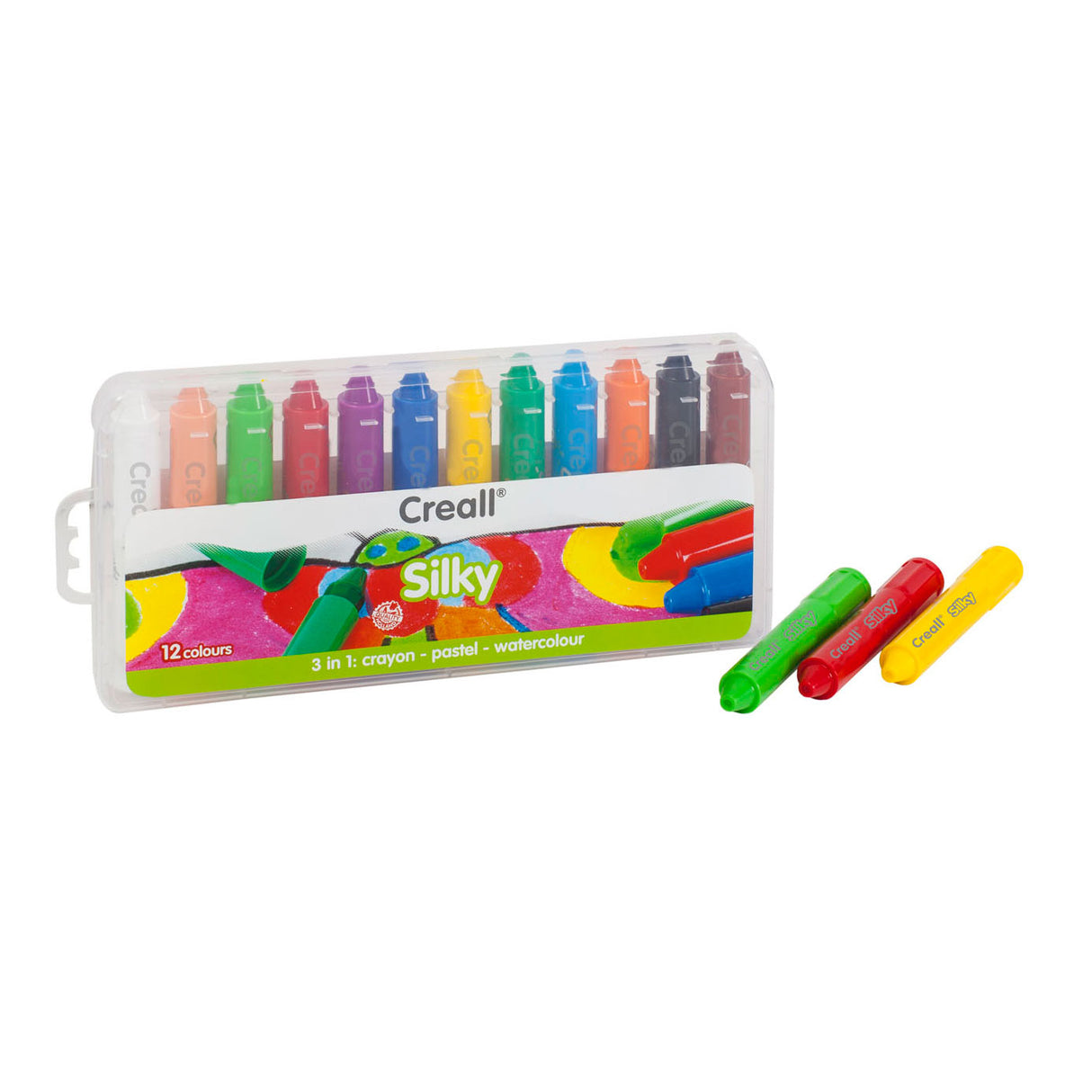 Crayons de cire Creall dans un étui, lot de 12 pièces, crayon de cire