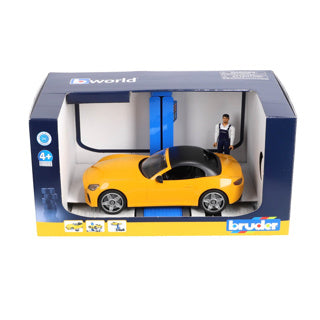 Centre de service de voiture jouet Bruder avec roadster - ensemble de jeu de voiture.