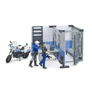 Commissariat de police Bruder bworld avec moto de police