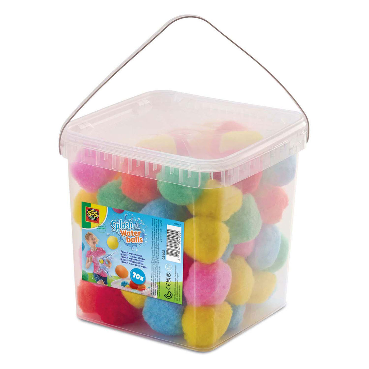 Ses creative 02405 - beaucoup de boules anti-éclaboussures - 70 ballons d'eau réutilisables dans un seau - utilisez le seau pour remplir vos boules d'eau