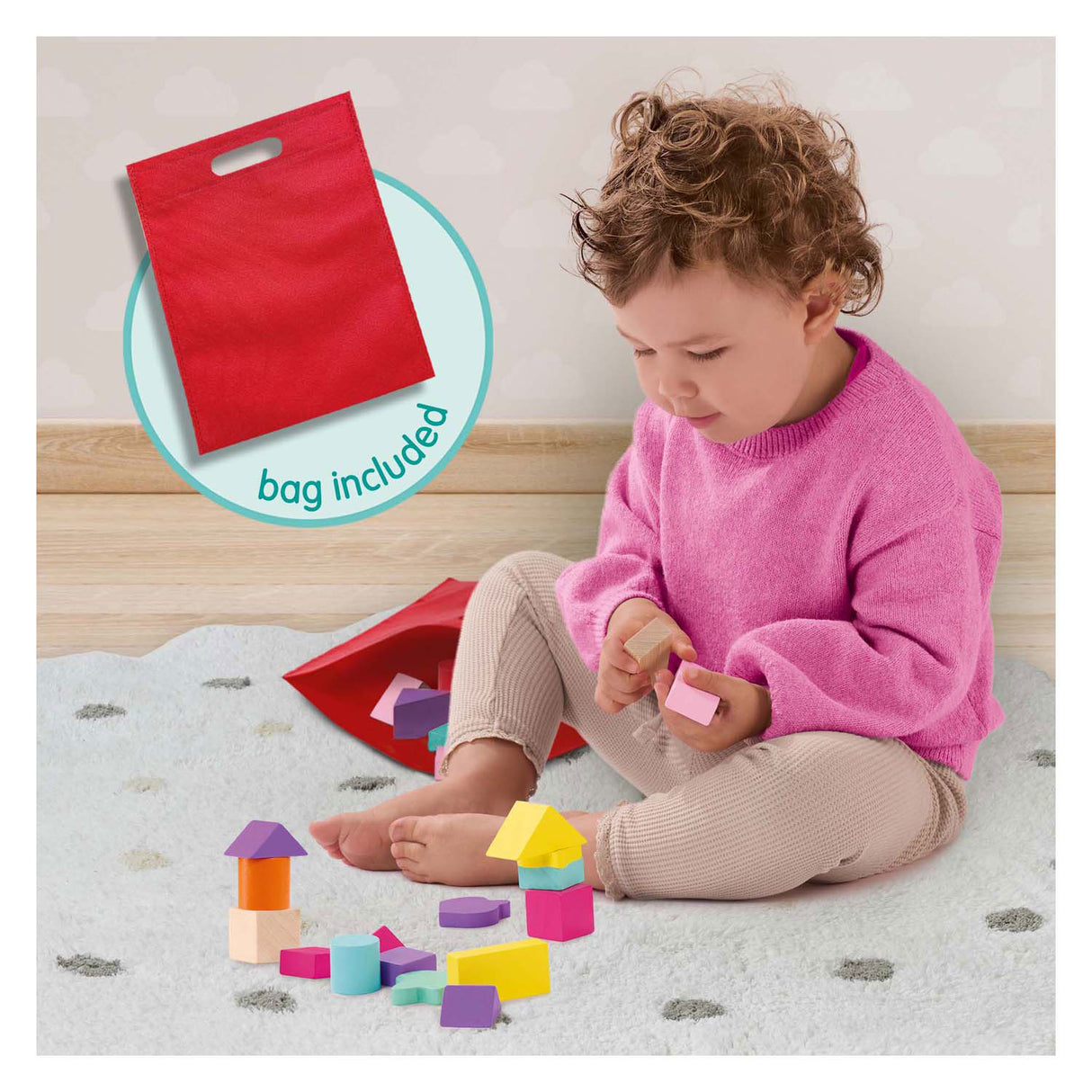Ses blocs de construction en bois licorne, 52 pcs.