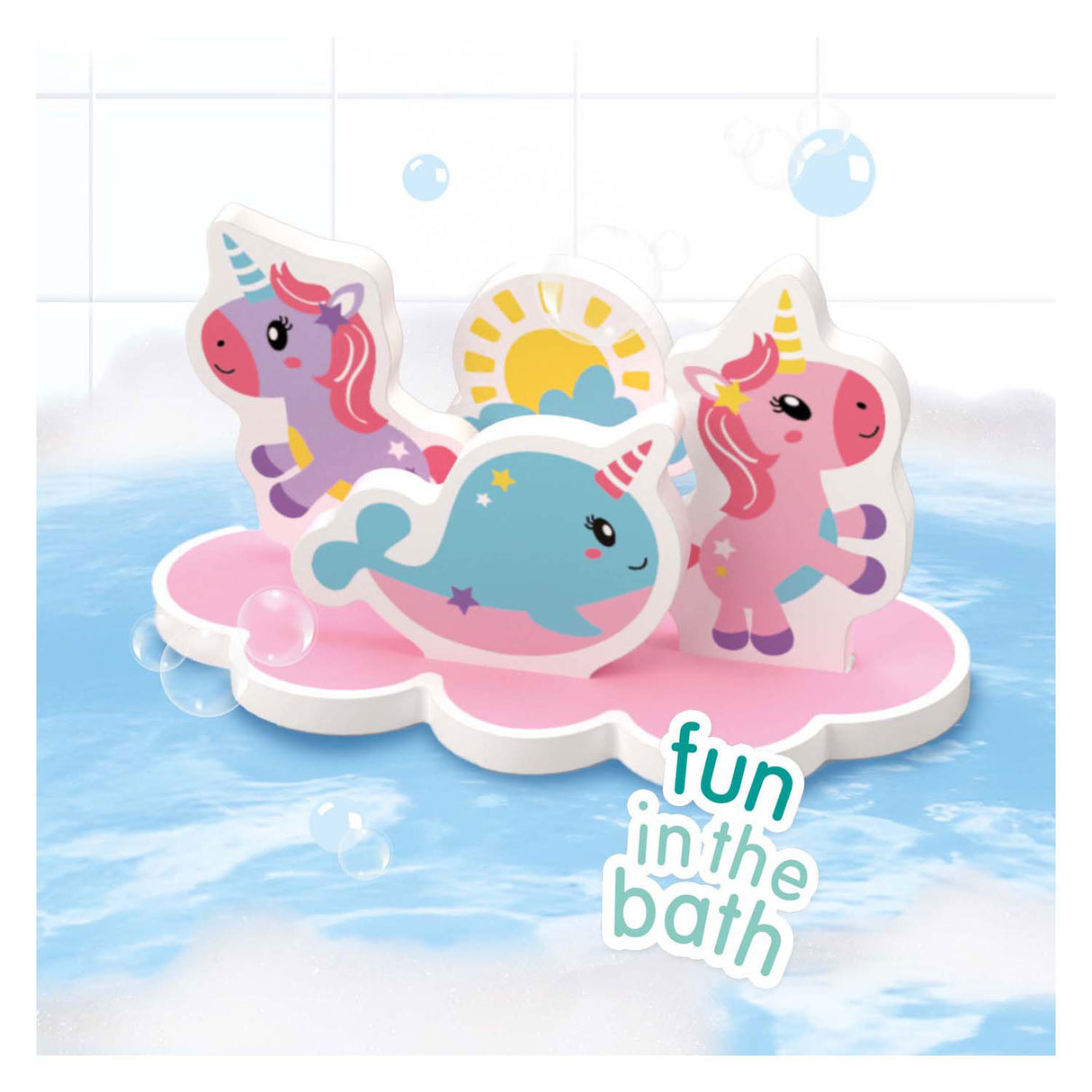 Ses creative - petits talents - île de bain licorne - licornes en mousse - jouets de bain flottants - stimule l'imagination - jeu créatif - jouets de bain bébé - jouets licorne