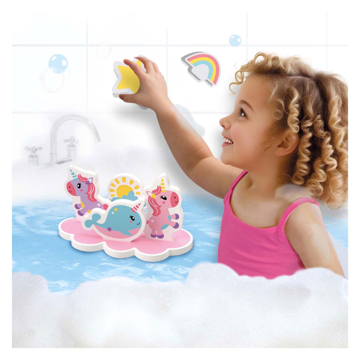 Ses creative - petits talents - île de bain licorne - licornes en mousse - jouets de bain flottants - stimule l'imagination - jeu créatif - jouets de bain bébé - jouets licorne