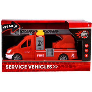 Camion de pompiers à roues rapides avec échelle et fonction de pulvérisation lumineuse, sonore et à friction