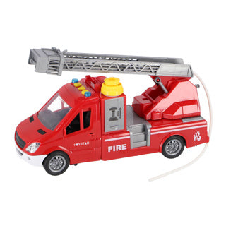 Camion de pompiers à roues rapides avec échelle et fonction de pulvérisation lumineuse, sonore et à friction