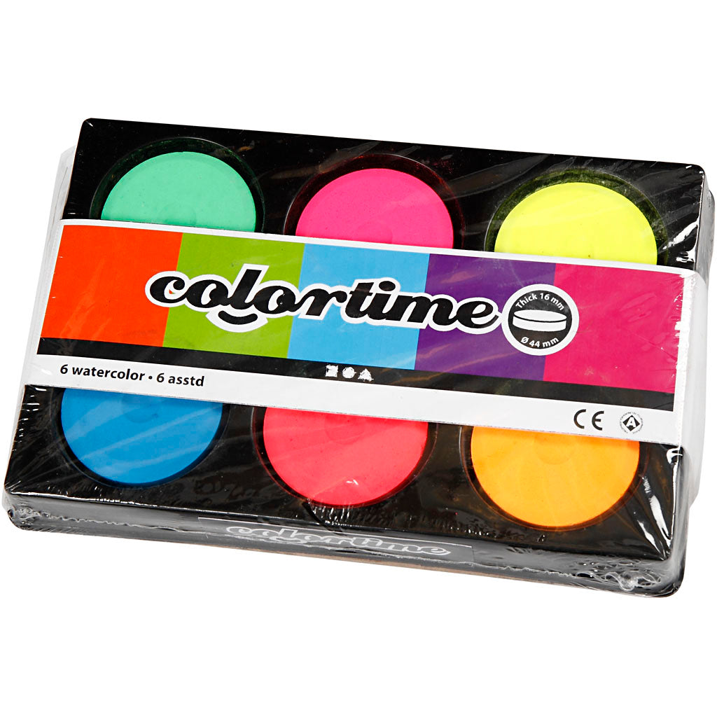 Aquarelle Colortime, h : 16 mm, d 44 mm, couleurs néon, 1 boîte