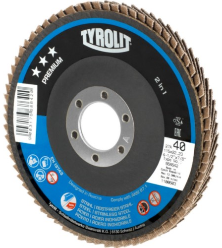 Disque à lamelles Tyrolit 125mm za60 pcs acier inoxydable con one | 10 pièces