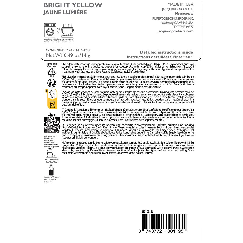 Idye pour tissus naturels, jaune vif, 14 gr 1 boîte
