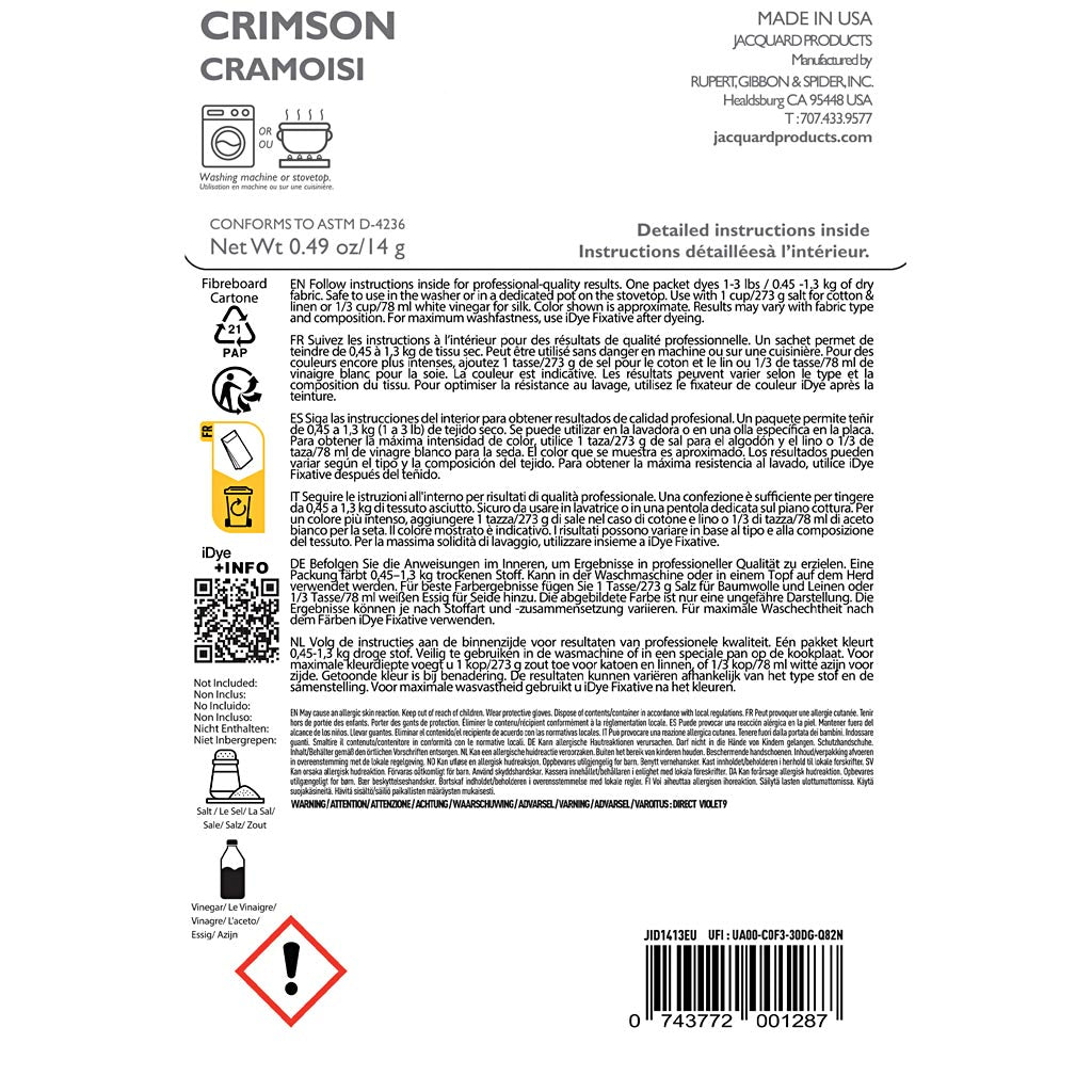 Idye pour tissus naturels, cramoisi (090), 14 gr 1 boîte
