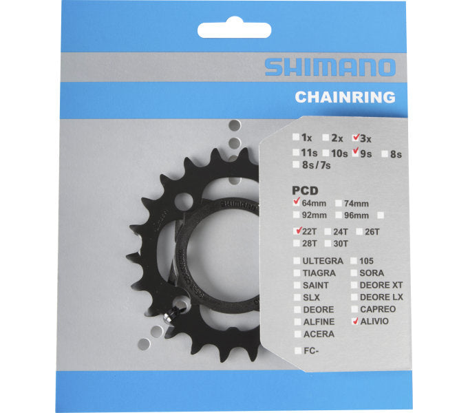 Shimano Chain Top 22T Alivio FC-M4000 FC-M4050 9 Vitesse avec Chain Protector Black