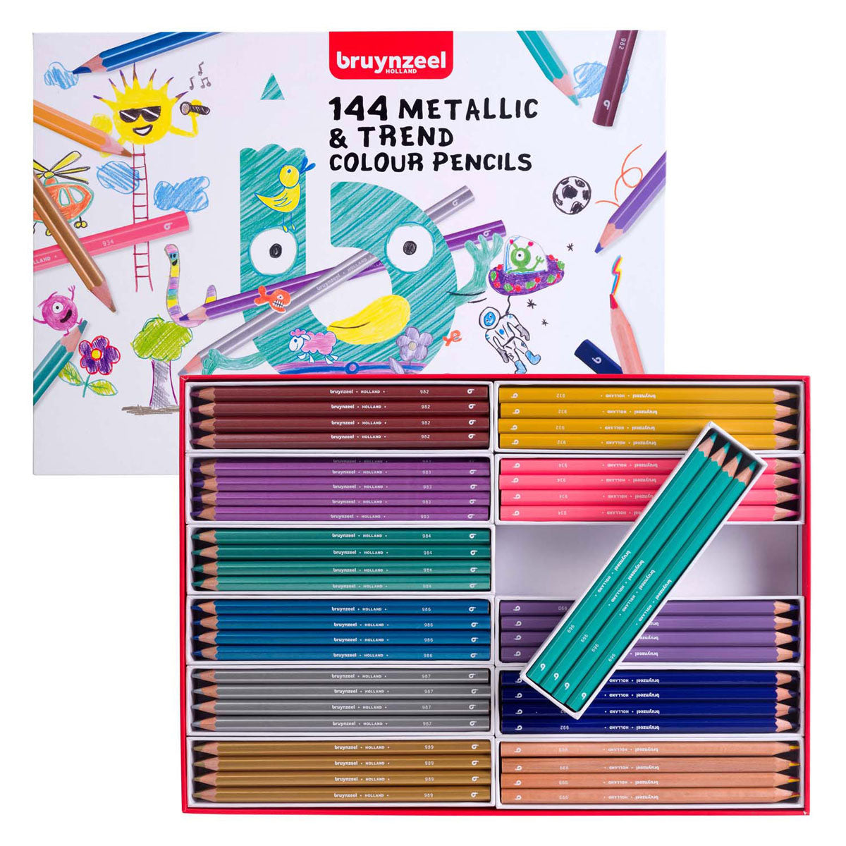 Bruynzeel méga coffret de crayons de couleur couleurs tendance métallisées