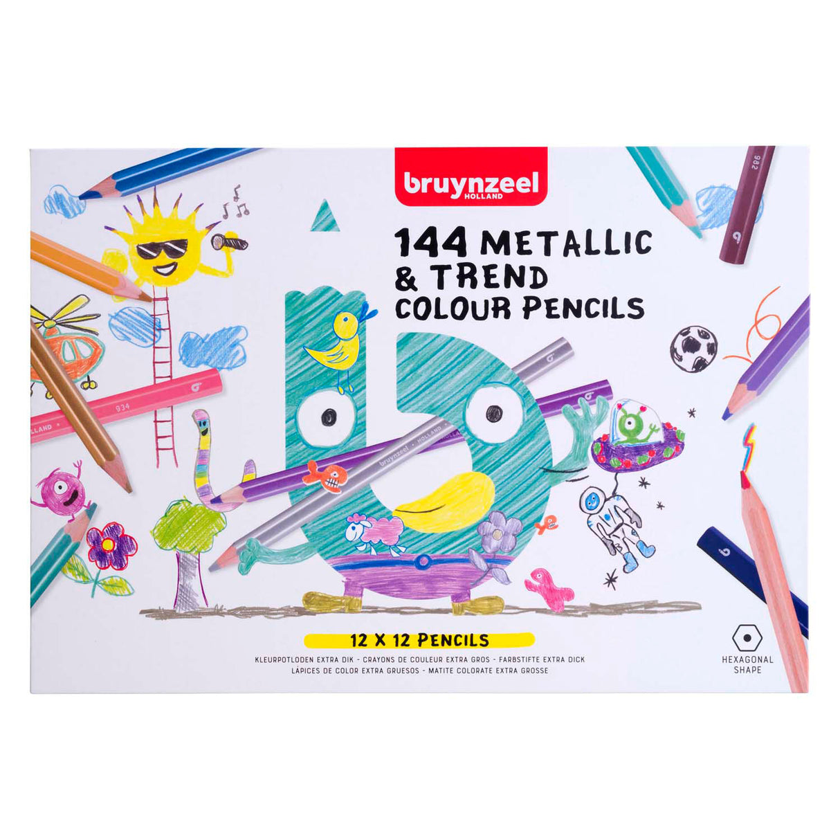Bruynzeel méga coffret de crayons de couleur couleurs tendance métallisées