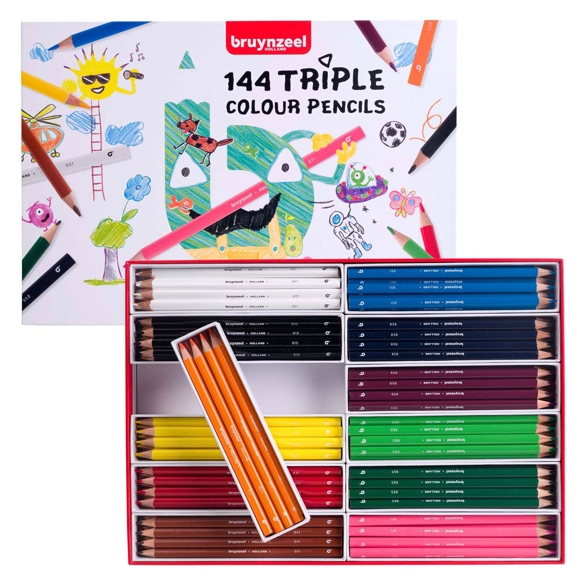 Ensemble de crayons de couleur triple Bruynzeel, 12x12 couleurs