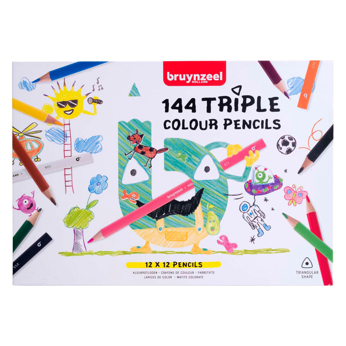 Ensemble de crayons de couleur triple Bruynzeel, 12x12 couleurs