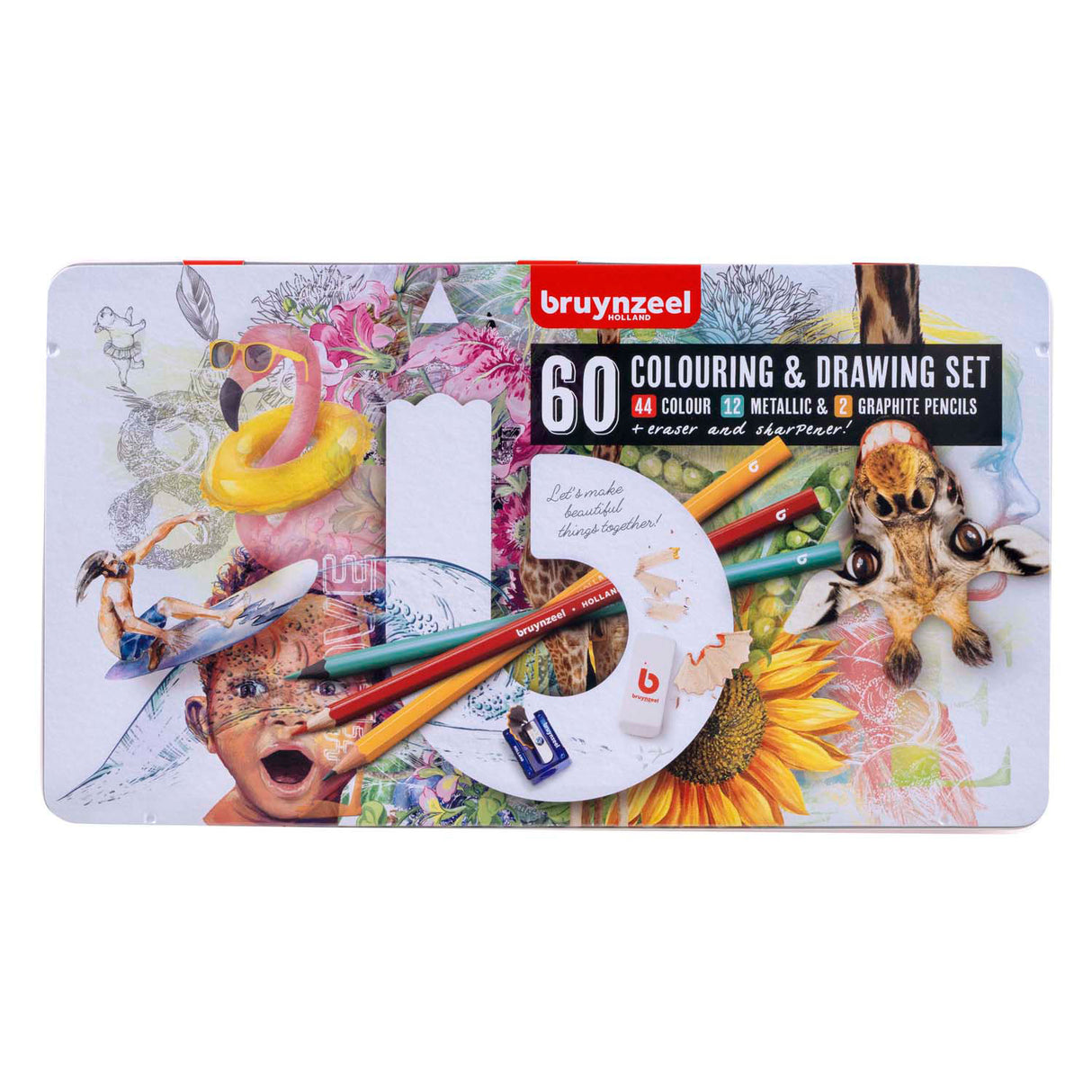 Bruynzeel set de dessin et de coloriage artistes créatifs étain 60 pièces