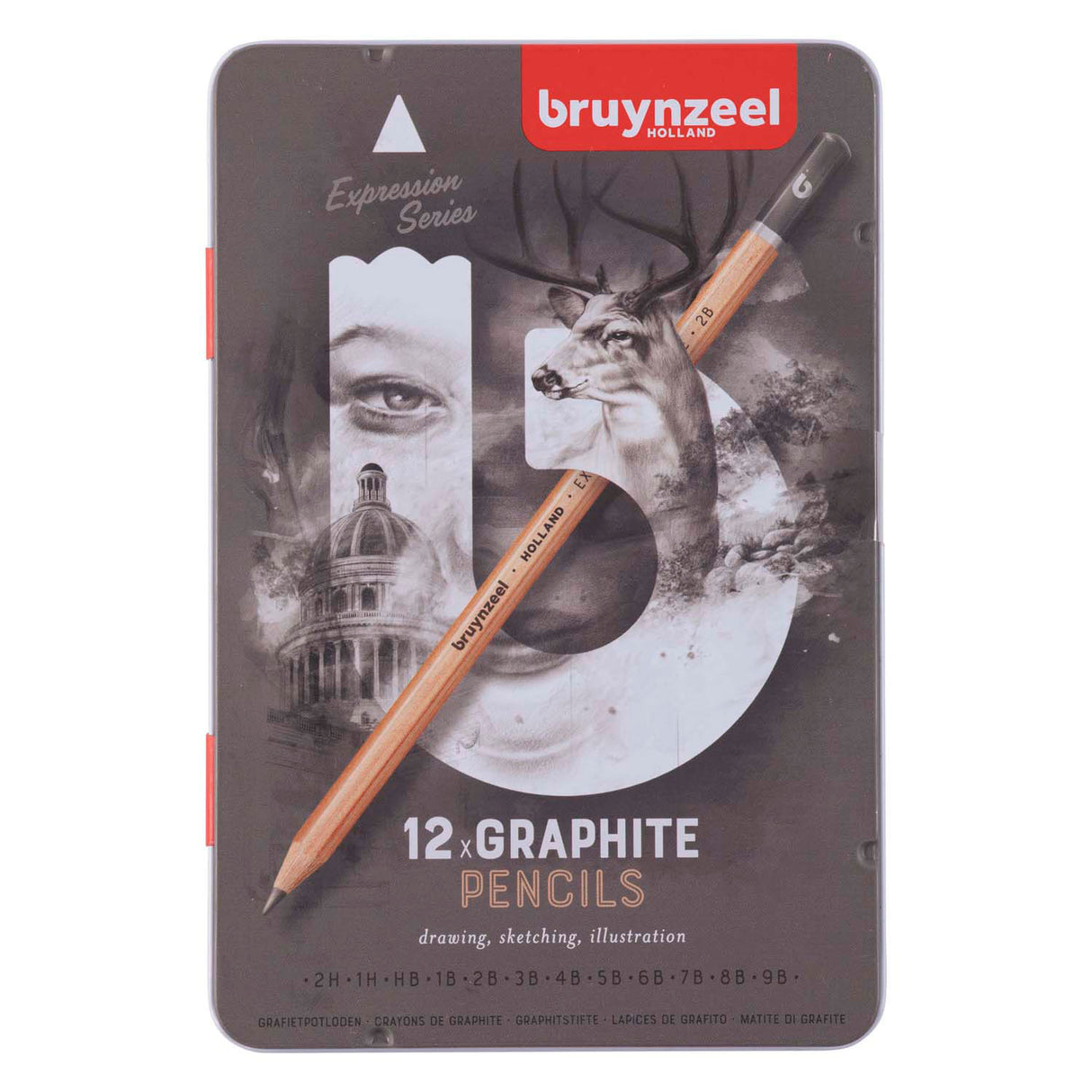 Crayons graphite expression Bruynzeel boîte de 12