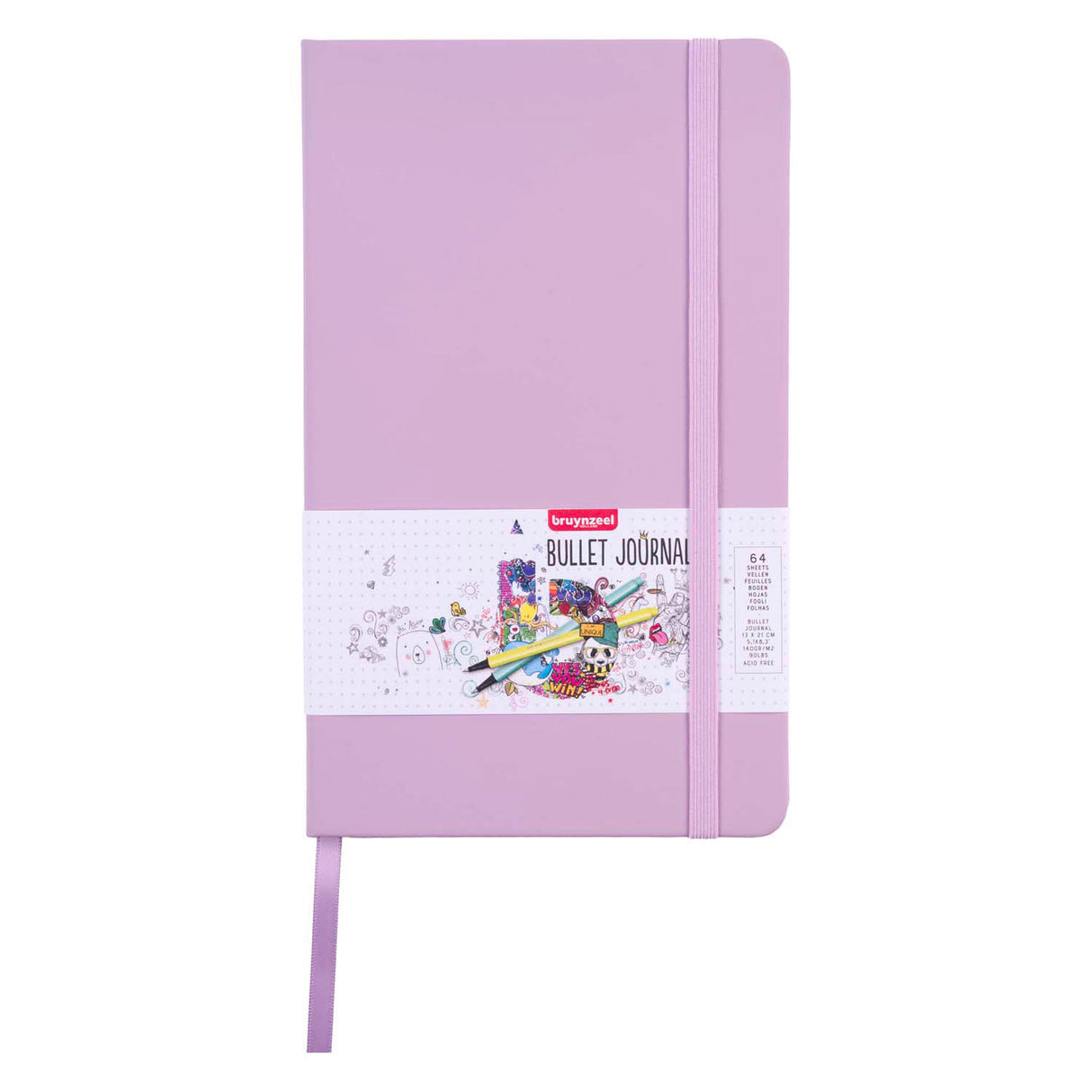 Bruynzeel bullet journal lilas, 13x21cm, 140 g m 64 feuilles