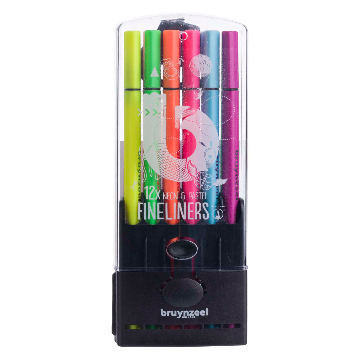 Bruynzeel fineliner set néon pastel, 12 couleurs