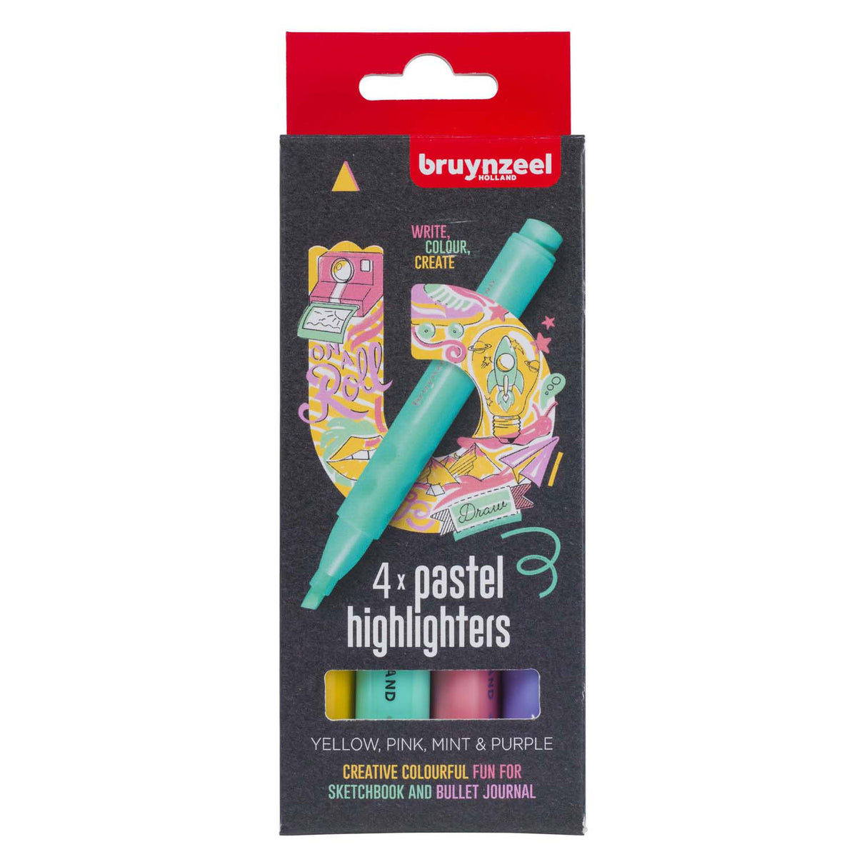 Bruynzeel surligneur set pastel 4 couleurs
