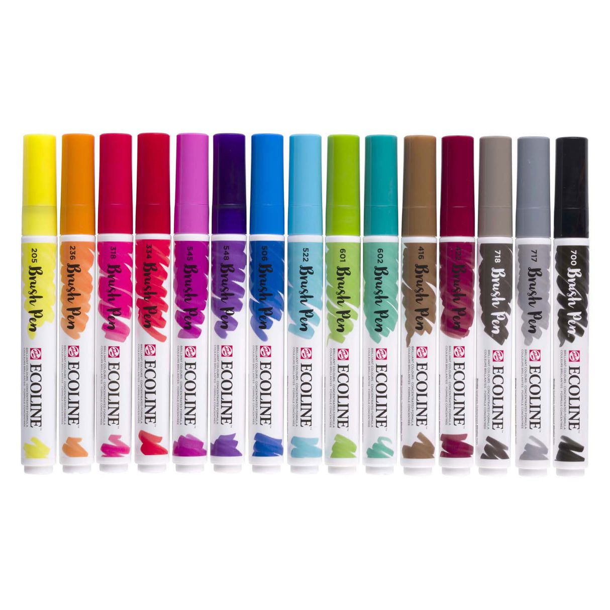 Ensemble de stylos pinceaux Bruynzeel ecoline, 15 couleurs