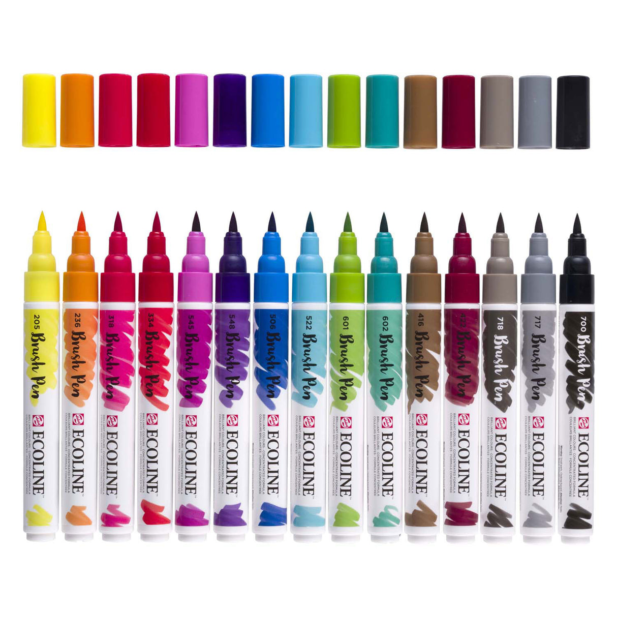 Ensemble de stylos pinceaux Bruynzeel ecoline, 15 couleurs
