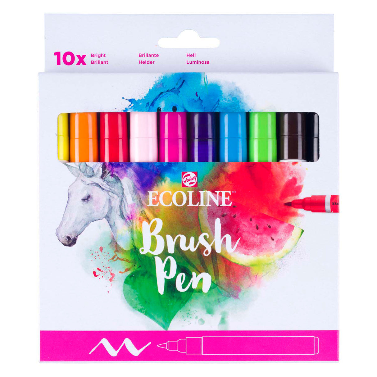 Bruynzeel ecoline set de stylos pinceaux transparent, 10 couleurs