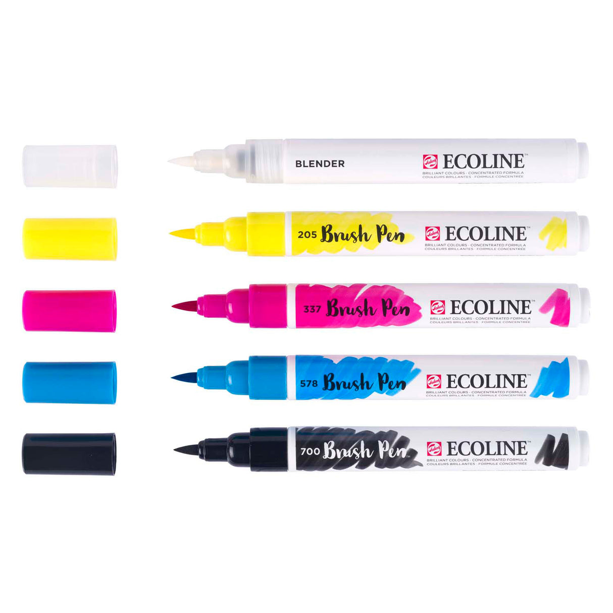 Bruynzeel ecoline – ensemble de stylos pinceaux primaires, 5 couleurs
