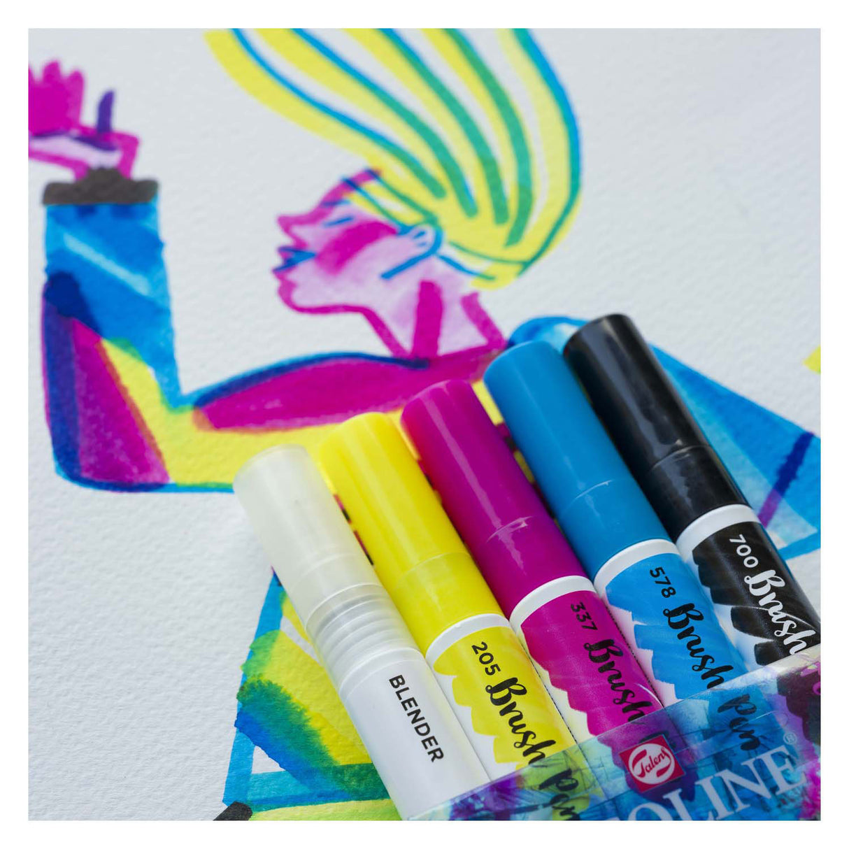 Bruynzeel ecoline – ensemble de stylos pinceaux primaires, 5 couleurs