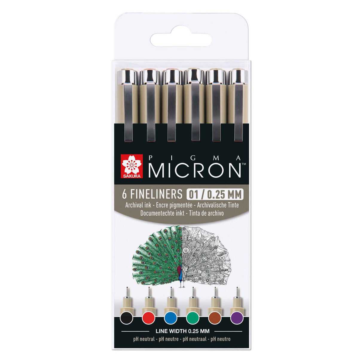 Trousse Sakura pigma micron 01 avec 6 couleurs de base