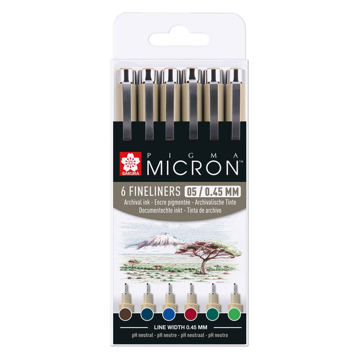 Trousse Sakura pigma micron 05 avec 6 couleurs de terre