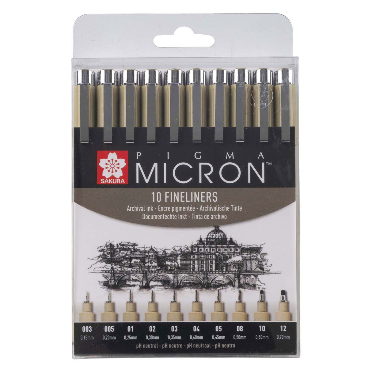 Sakura pigma micron trousse 10 fineliners noir