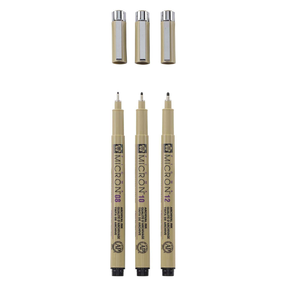 Sakura pigma micron trousse 3 fineliners noir 08-10-12 large