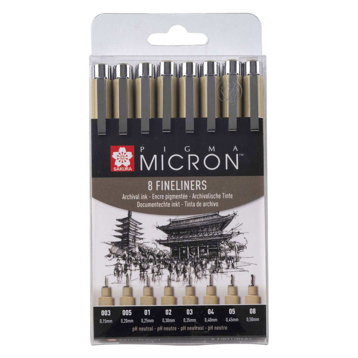 Sakura pigma micron trousse 8 fineliners noir