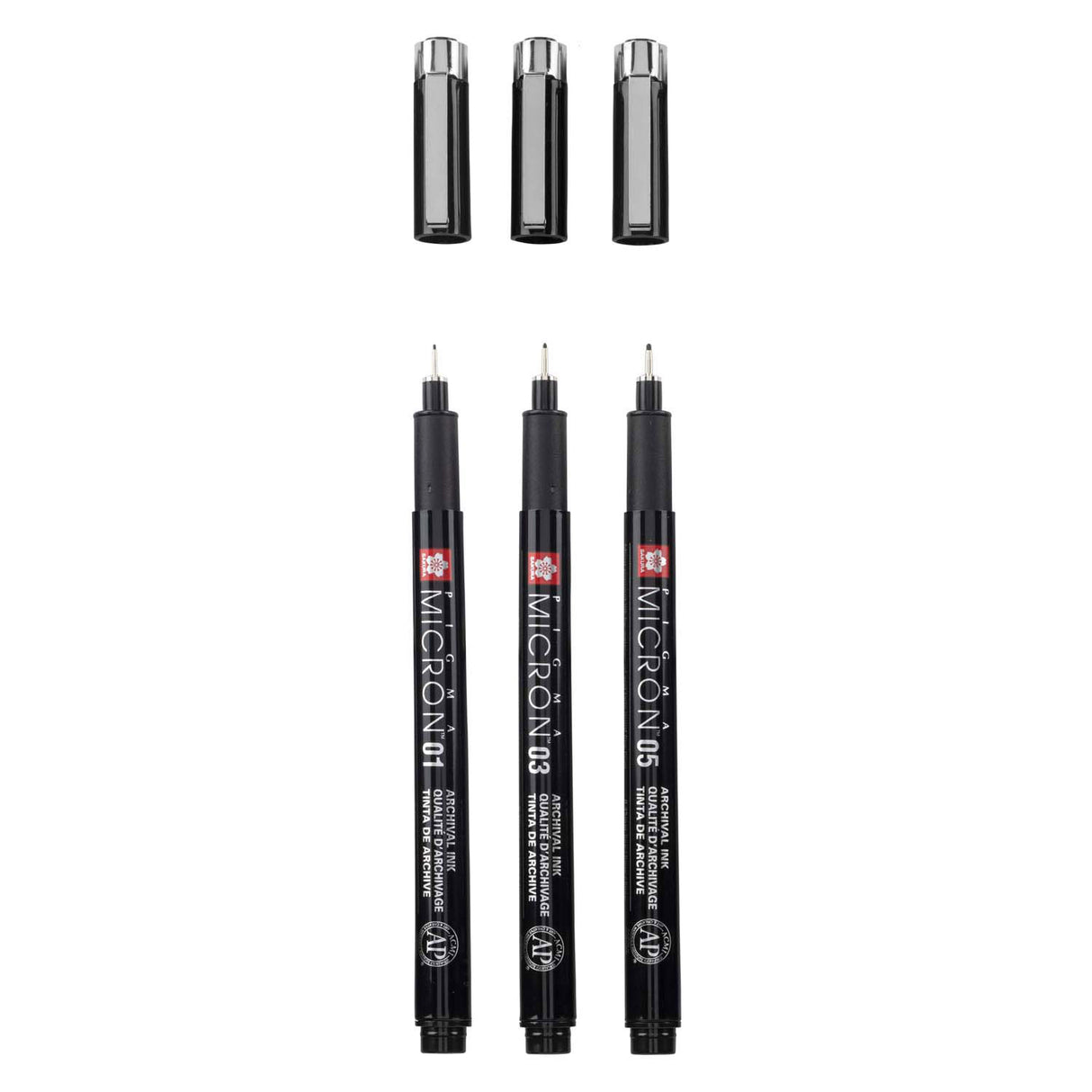 Sakura pigma micron black edition, ensemble et étui gratuit, 3 pièces
