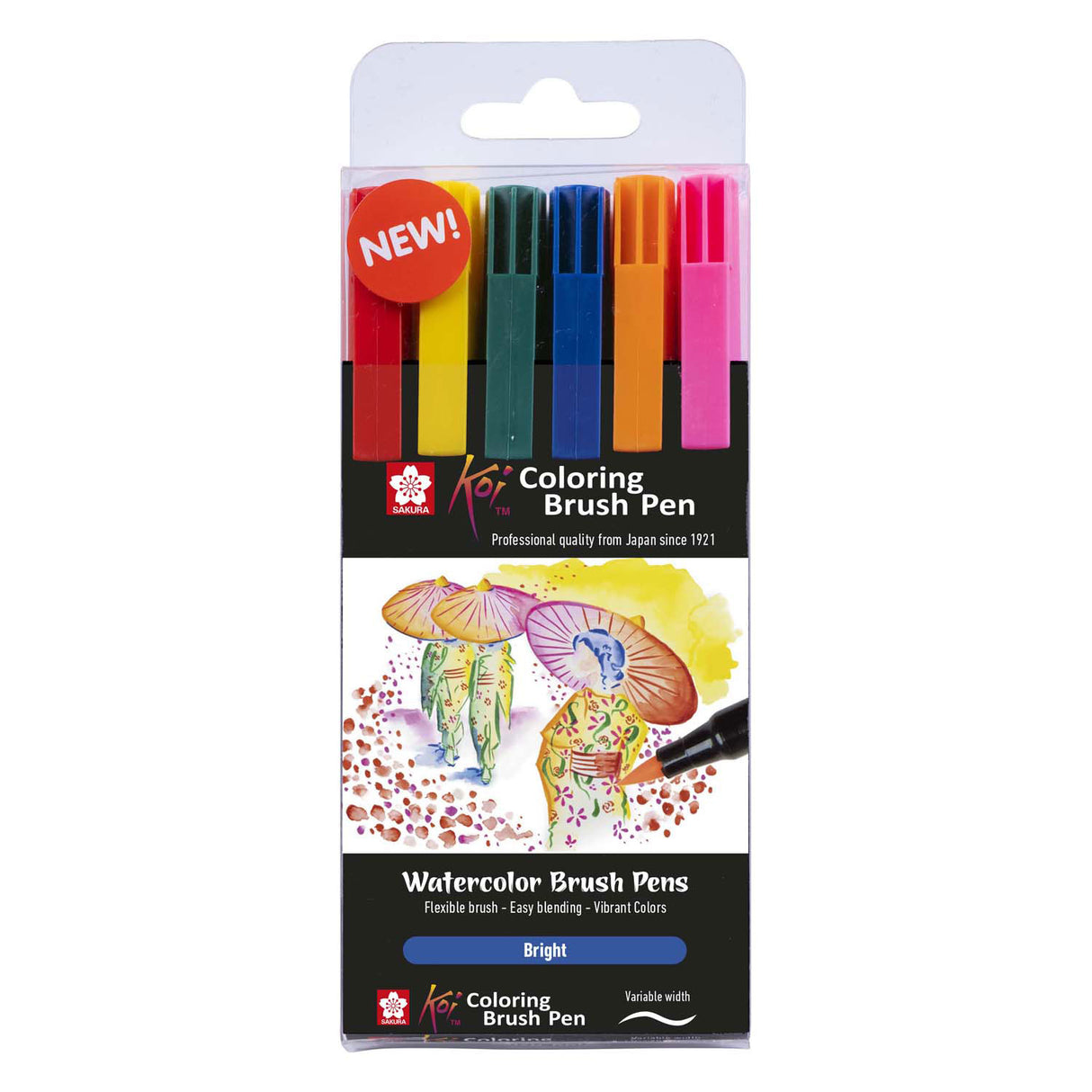 Ensemble de stylos pinceaux de coloration Sakura koi, lumineux, 6 couleurs